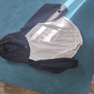 Black and White Hoodie with Checkered Oversized Bubble Romper